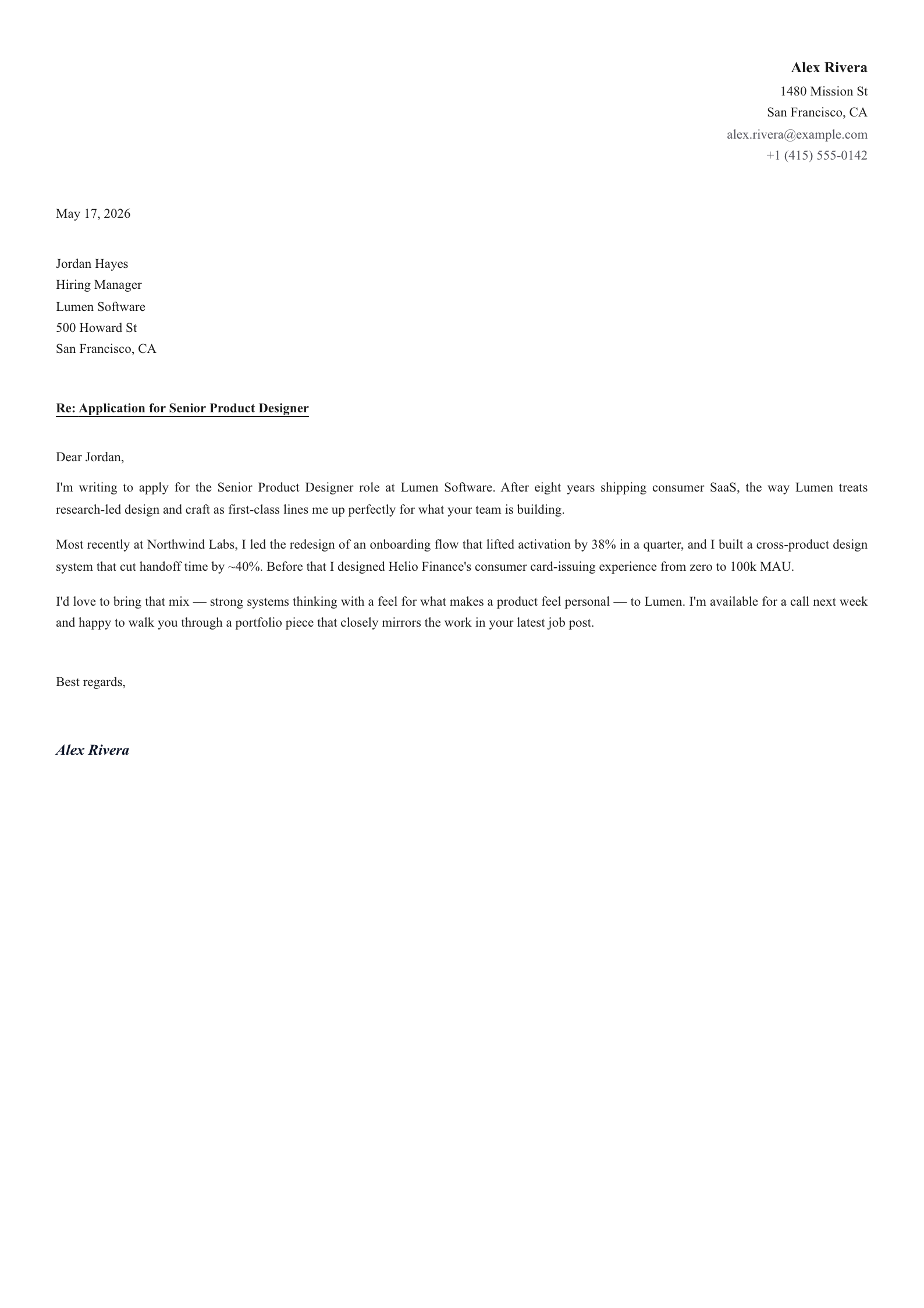 Classic cover letter template preview