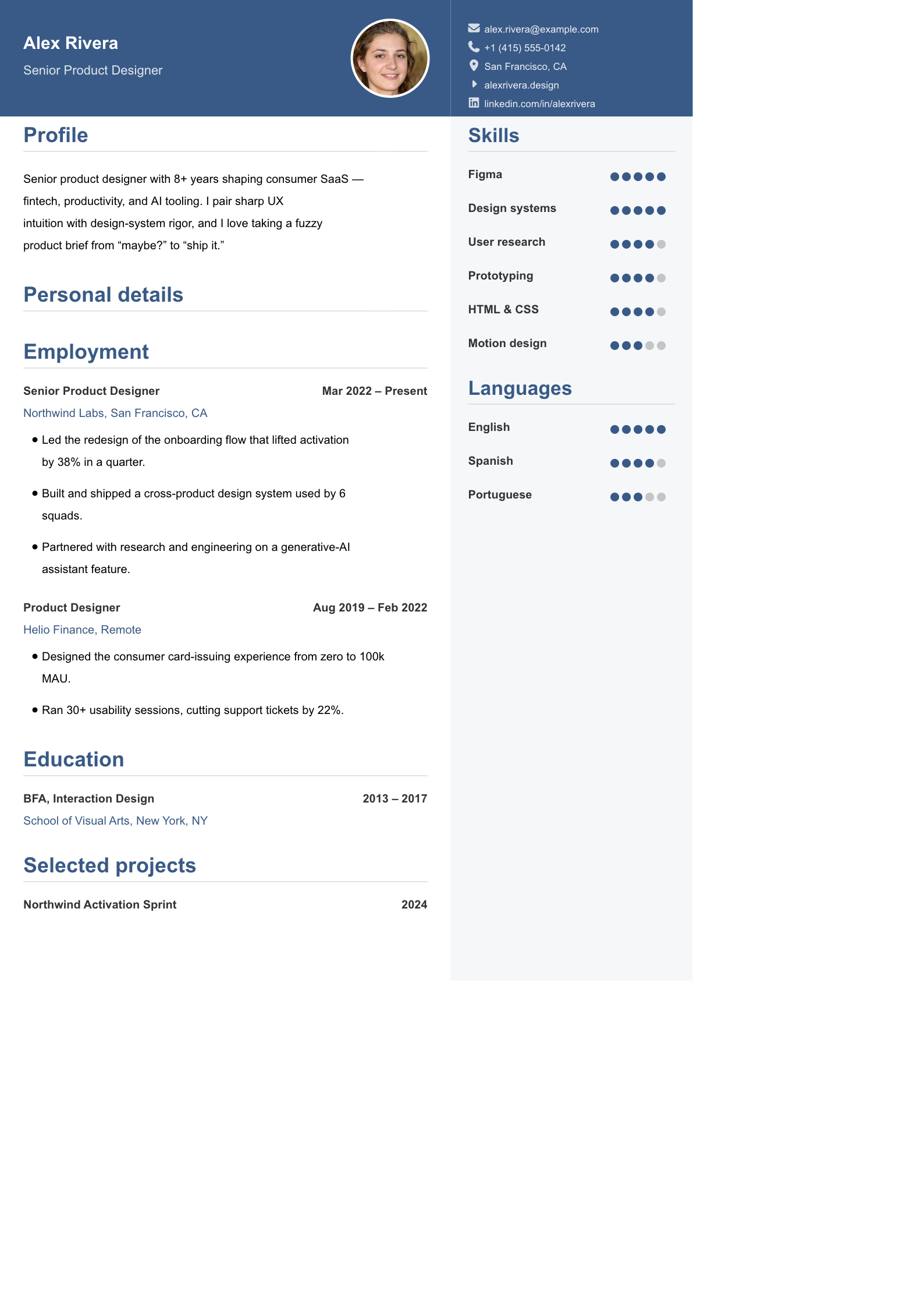 Creative resume template preview