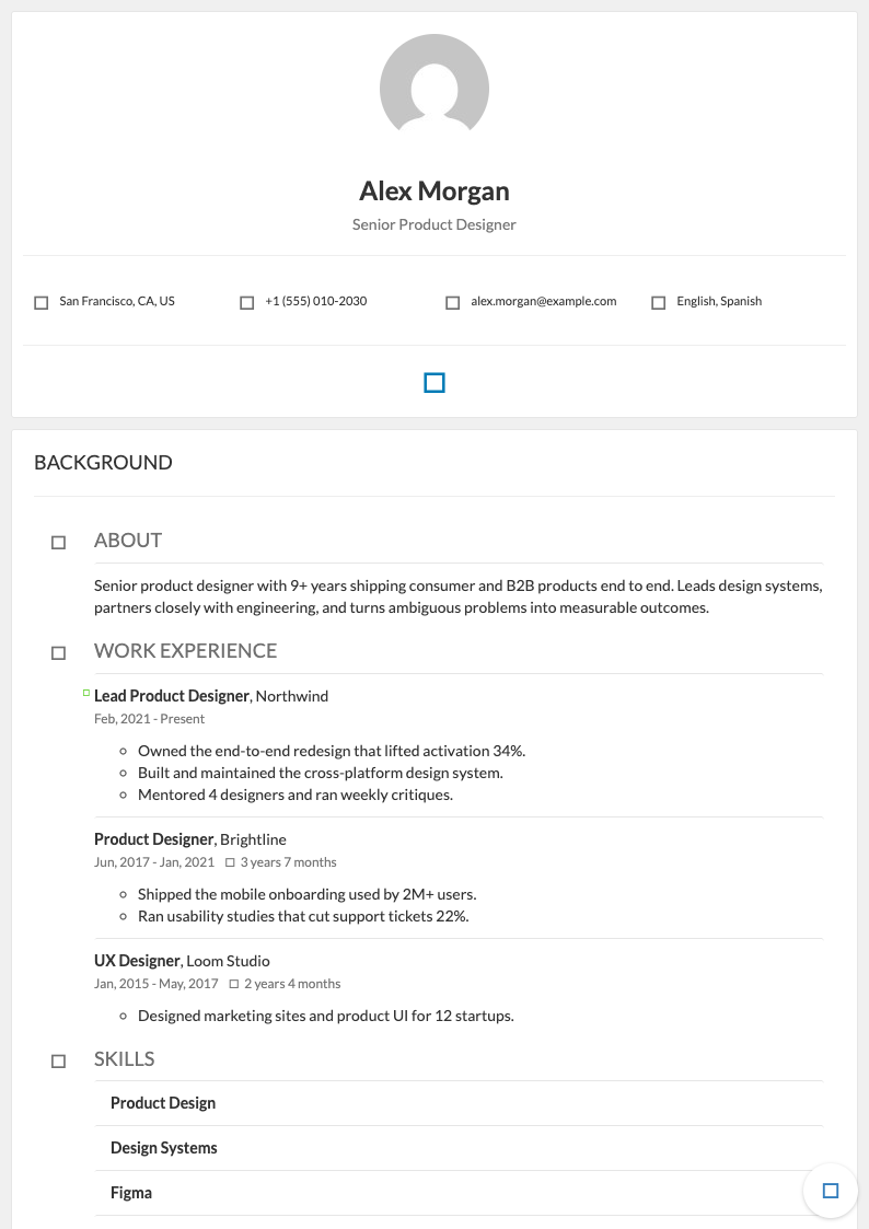 Elegant resume template preview