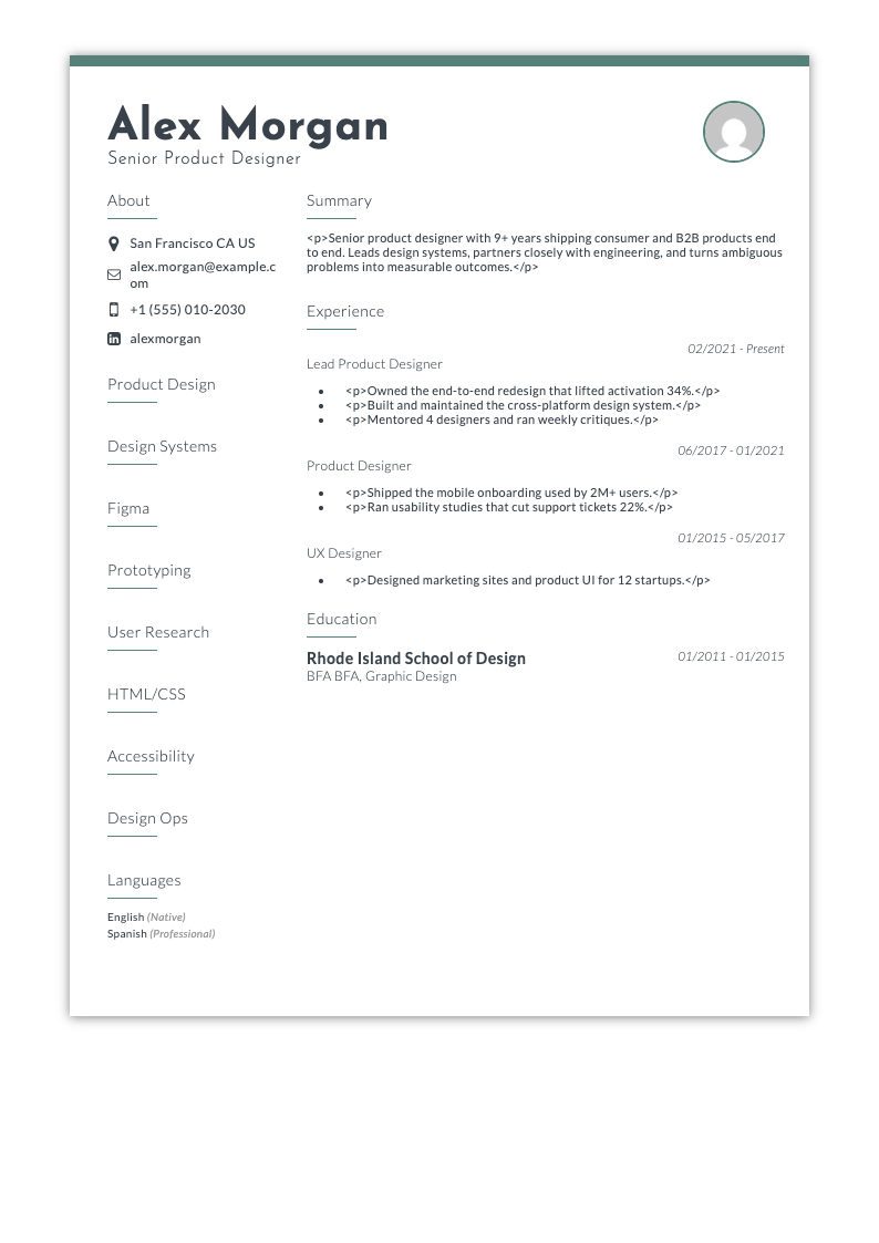 Macchiato resume template preview